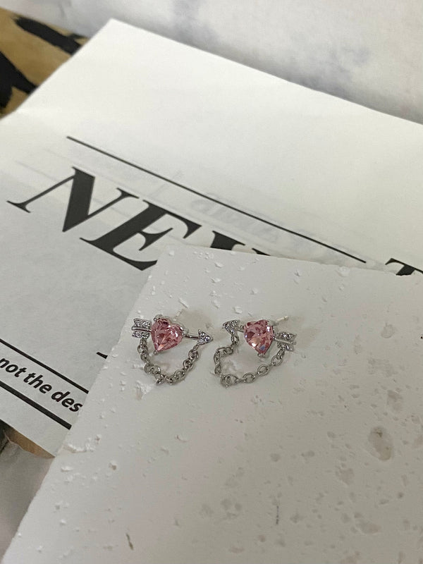 Cupid’s Arrow Heart Stud Earrings