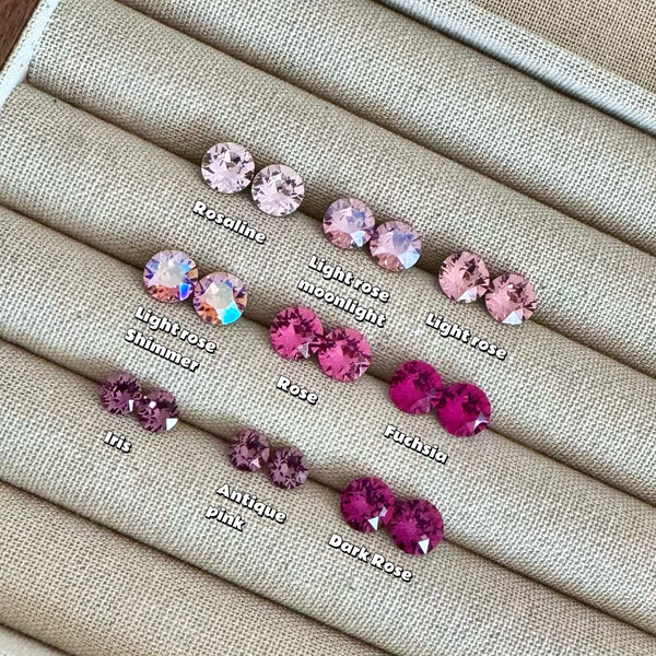 6mm & 8mm Pink collection Shining Gemstone Stud piercing