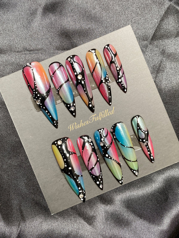 Butterfly Wing Stiletto Press on nails