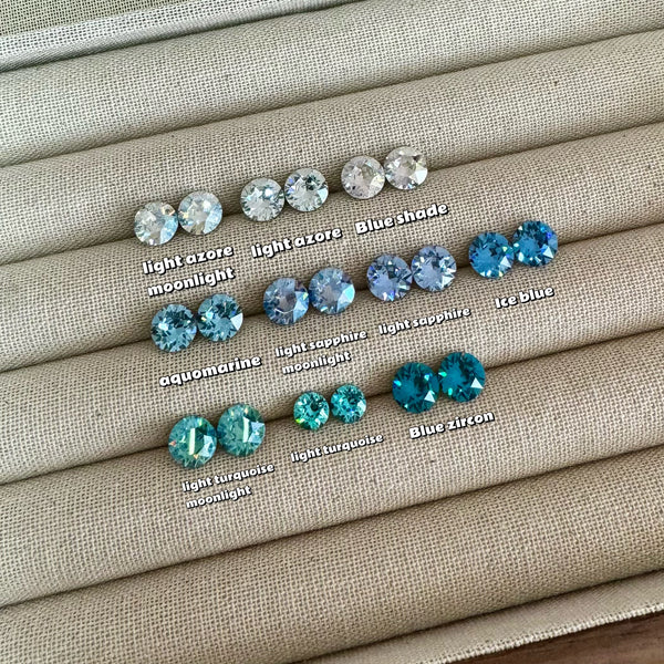 Blue-1 6mm & 8mm collection Shining Gemstone Stud (Single) piercing